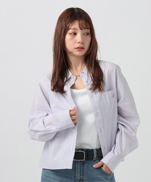 BEVERLY HILLS POLO CLUB（ビバリーヒルズポロクラブ）の「【BEVERLY HILLS POLO CLUB】別注ストライプシャツ（シャツ/ブラウス・レディース・オレンジ/ブルー/サックスブルー/イエロー・FREE）」の3枚目の写真