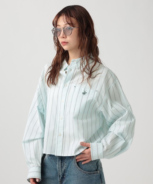 BEVERLY HILLS POLO CLUB(ビバリーヒルズポロクラブ)の「【BEVERLY HILLS POLO CLUB】別注ストライプシャツ(シャツ/ブラウス・レディース・オレンジ/ブルー/サックスブルー/イエロー・FREE)」の6枚目の写真