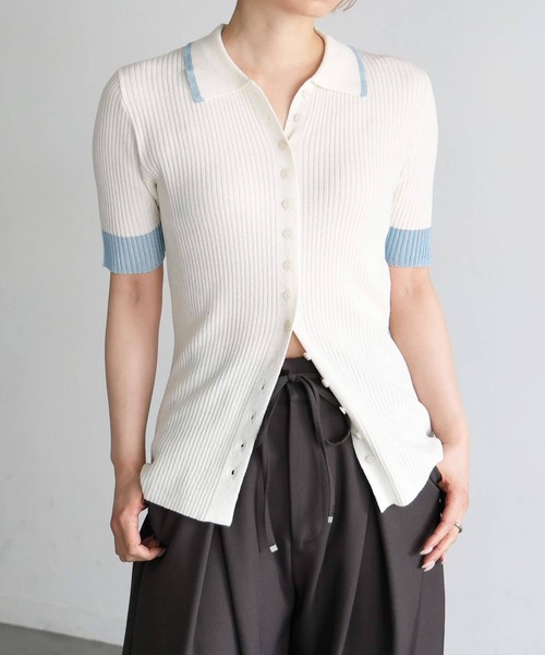 tiptop(ティップトップ)の「シアー配色半袖リブトップス(カーディガン/ボレロ・レディース・ブラック/グレー系その他/オフホワイト/グレー/チャコールグレー/ブラック系その他/グレー系その他2/ホワイト系その他・SHORT/LONG)」の17枚目の写真