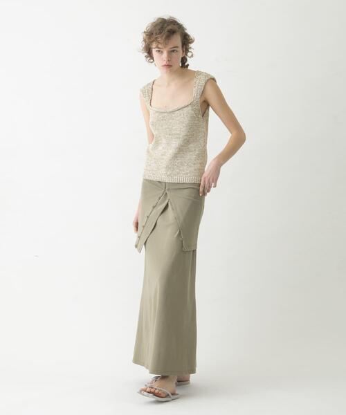 LAATO（ラート）の「knit tank top（ニット/セーター・レディース・ピンクベージュ/オフホワイト・FREE）」の4枚目の写真