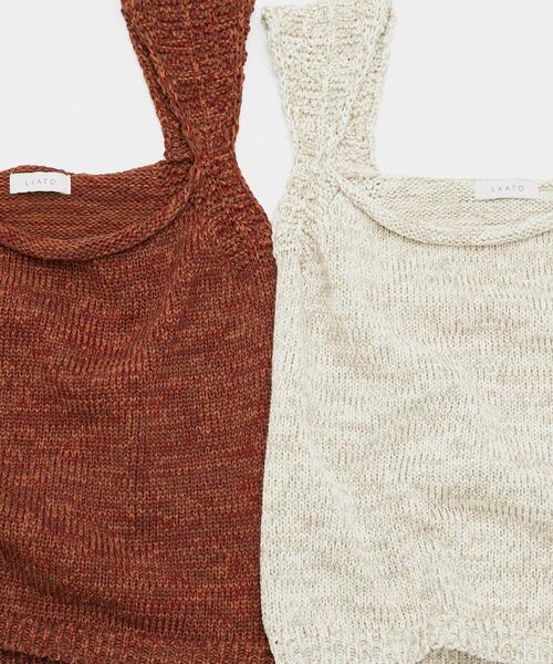 LAATO（ラート）の「knit tank top（ニット/セーター・レディース・ピンクベージュ/オフホワイト・FREE）」の10枚目の写真