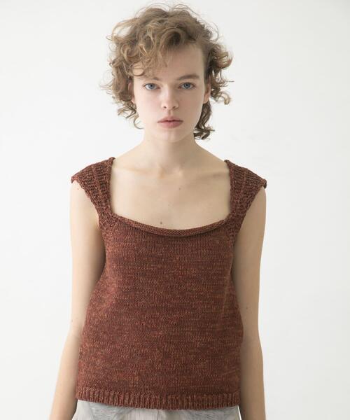 LAATO（ラート）の「knit tank top（ニット/セーター・レディース・ピンクベージュ/オフホワイト・FREE）」の17枚目の写真