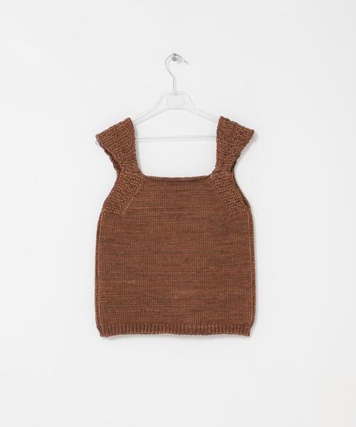 LAATO（ラート）の「knit tank top（ニット/セーター・レディース・ピンクベージュ/オフホワイト・FREE）」の5枚目の写真