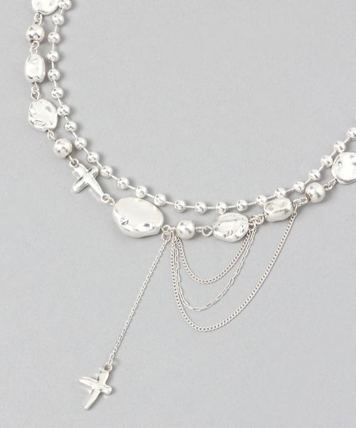 JEANASIS(ジーナシス)の「クラックスレイヤードネックレス/660070(ネックレス・レディース・ゴールド系その他/シルバー系その他/ブラック・FREE)」の2枚目の写真
