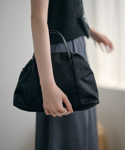 LAULEN（ローレン）の「nylon combi switching boston handbag /ナイロンコンビ切替ボストンハンドバッグ（ボストンバッグ・レディース・ブラック/ライトグレー・FREE）」の10枚目の写真
