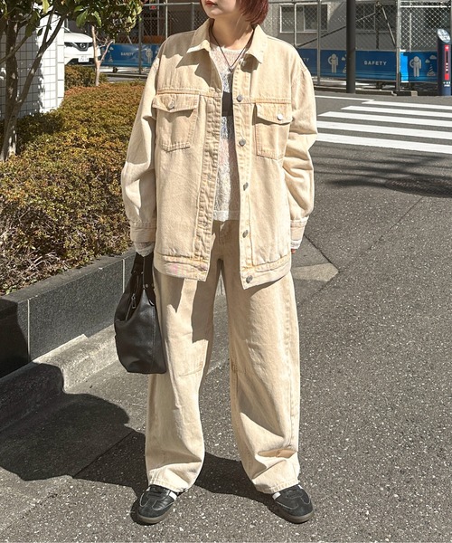 PILIT(ピリット)の「color denim barrel pants(デニムパンツ・レディース・ピンク/イエロー・MEDIUM)」の3枚目の写真