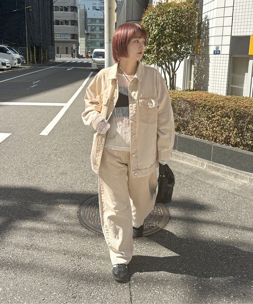 PILIT(ピリット)の「color denim barrel pants(デニムパンツ・レディース・ピンク/イエロー・MEDIUM)」の8枚目の写真