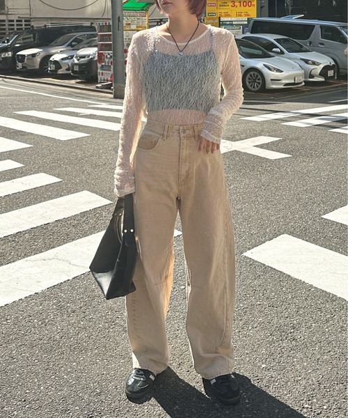 PILIT(ピリット)の「color denim barrel pants(デニムパンツ・レディース・ピンク/イエロー・MEDIUM)」の11枚目の写真