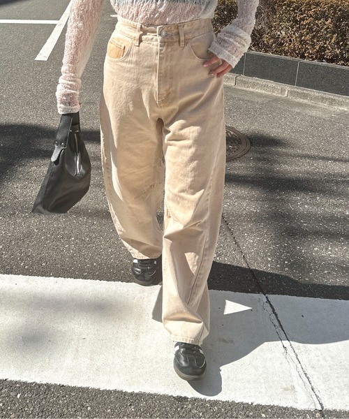 PILIT(ピリット)の「color denim barrel pants(デニムパンツ・レディース・ピンク/イエロー・MEDIUM)」の13枚目の写真