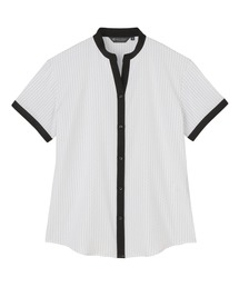 【吸水速乾】【COFREX】配色 スキッパー衿 ブラウス 半袖 レディースデザインシャツ