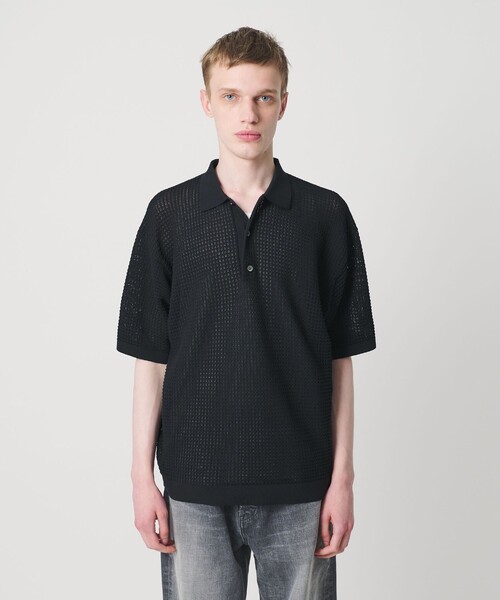 MONKEY TIME(モンキータイム)の「シアー ニット ポロシャツ(ポロシャツ・メンズ・ターコイズブルー/ブラウン/ブラック・S/XL/L/M)」の2枚目の写真