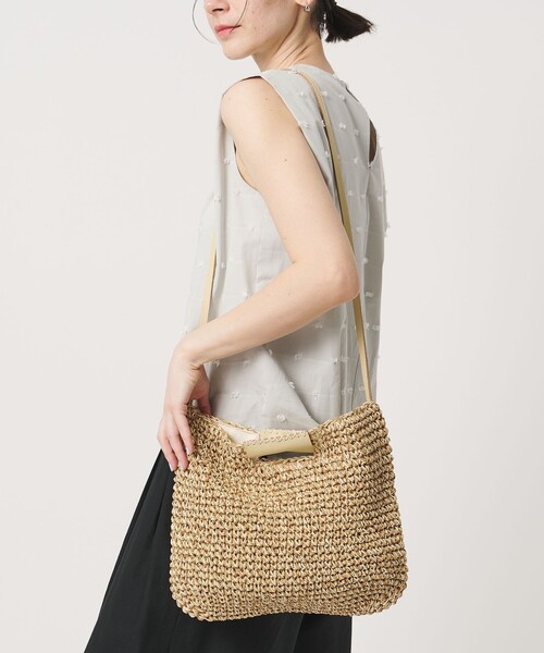 BEAUTY&YOUTH UNITED ARROWS(ビューティーアンドユースユナイテッドアローズ)の「ペーパー スクエア レザーハンドル ショルダーバッグ 2WAY(かごバッグ・レディース・ブラウン系/ナチュラル・FREE)」の22枚目の写真