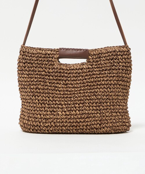 BEAUTY&YOUTH UNITED ARROWS(ビューティーアンドユースユナイテッドアローズ)の「ペーパー スクエア レザーハンドル ショルダーバッグ 2WAY(かごバッグ・レディース・ブラウン系/ナチュラル・FREE)」の7枚目の写真