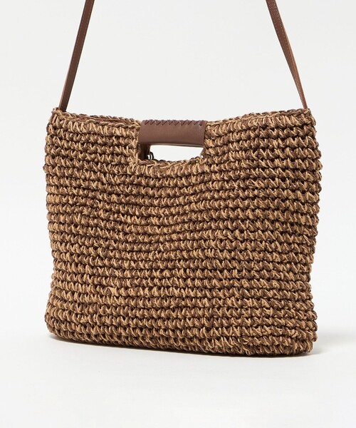 BEAUTY&YOUTH UNITED ARROWS(ビューティーアンドユースユナイテッドアローズ)の「ペーパー スクエア レザーハンドル ショルダーバッグ 2WAY(かごバッグ・レディース・ブラウン系/ナチュラル・FREE)」の6枚目の写真