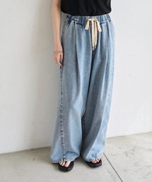 コットンシルクデニム ワイドストレートパンツ（その他パンツ