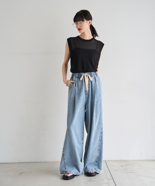 meilmada(メイルマダ)の「タックイージーデニムパンツ(デニムパンツ・レディース・ブルー・SMALL/MEDIUM/LARGE)」の7枚目の写真