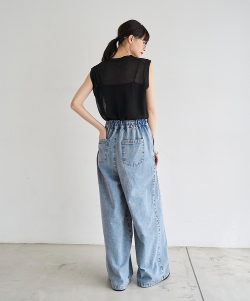 meilmada(メイルマダ)の「タックイージーデニムパンツ(デニムパンツ・レディース・ブルー・SMALL/MEDIUM/LARGE)」の9枚目の写真