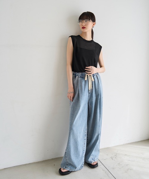 meilmada(メイルマダ)の「タックイージーデニムパンツ(デニムパンツ・レディース・ブルー・SMALL/MEDIUM/LARGE)」の10枚目の写真