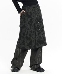 (W) MONOCHROME OVER WRAP SKIRT