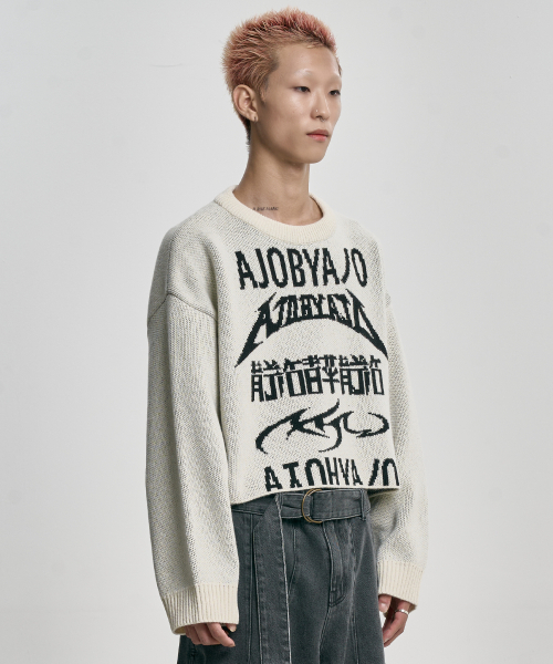 AJOBYAJO（アジョバイアジョ）の「[PBA] Total Logo Cropped Sweater [IVORY]（ニット/セーター・メンズ・その他・SMALL/MEDIUM/LARGE）」の7枚目の写真