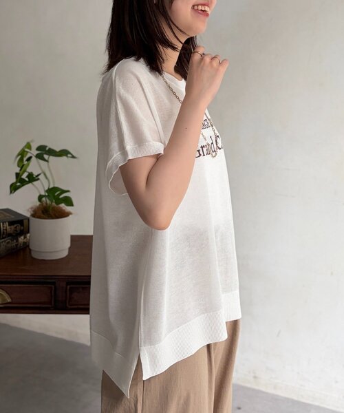 Chez toi（シェトワ）の「ロゴシアーニット（ニット/セーター・レディース・イエロー/オフホワイト/グレー/チャコールグレー・FREE）」の7枚目の写真