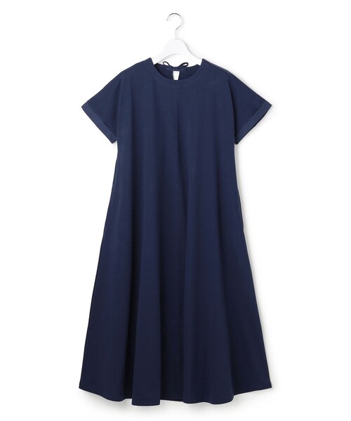 J.PRESS YORK STREET(ジェイプレスヨークストリート)の「【WOMEN】キャップスリーブAラインワンピース(ワンピース・レディース・ブラック系/ネイビー系/ブルー系/ダークブラウン系・F)」の3枚目の写真