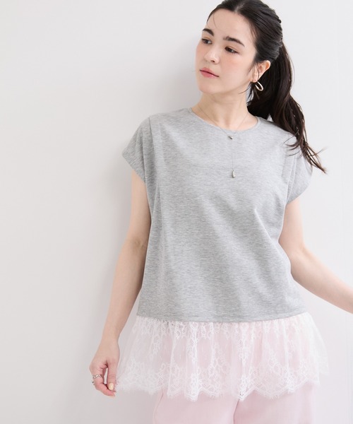 le cercle ADAM ET ROPE'(ルセルクルアダムエロペ)の「レースコンビカットソー(Tシャツ/カットソー・レディース・ホワイト/グレー/ブラック・FREE)」の3枚目の写真