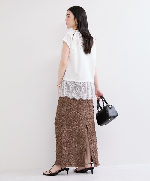 le cercle ADAM ET ROPE'(ルセルクルアダムエロペ)の「レースコンビカットソー(Tシャツ/カットソー・レディース・ホワイト/グレー/ブラック・FREE)」の7枚目の写真