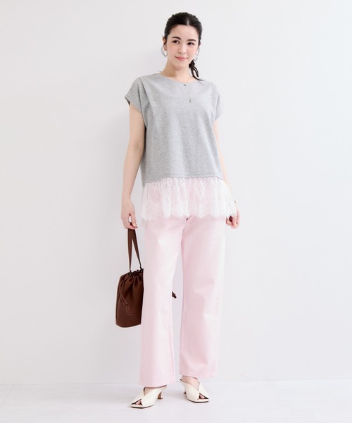 le cercle ADAM ET ROPE'(ルセルクルアダムエロペ)の「レースコンビカットソー(Tシャツ/カットソー・レディース・ホワイト/グレー/ブラック・FREE)」の8枚目の写真