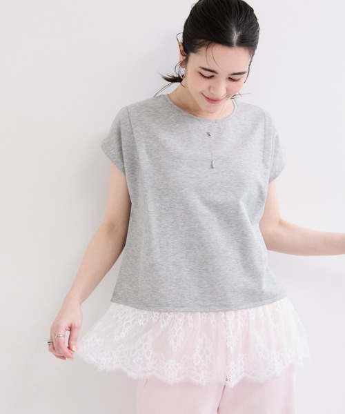 le cercle ADAM ET ROPE'(ルセルクルアダムエロペ)の「レースコンビカットソー(Tシャツ/カットソー・レディース・ホワイト/グレー/ブラック・FREE)」の10枚目の写真