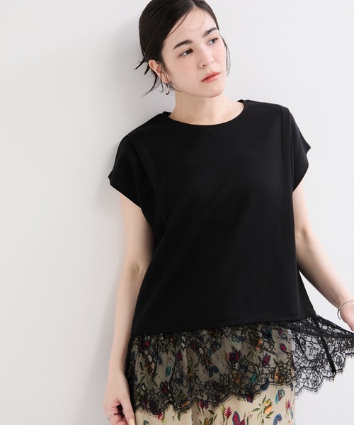 le cercle ADAM ET ROPE'(ルセルクルアダムエロペ)の「レースコンビカットソー(Tシャツ/カットソー・レディース・ホワイト/グレー/ブラック・FREE)」の12枚目の写真