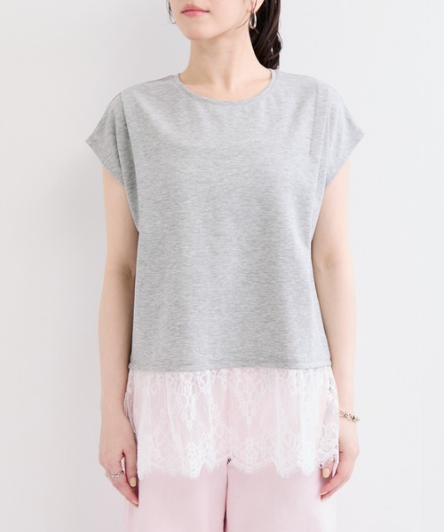 le cercle ADAM ET ROPE'(ルセルクルアダムエロペ)の「レースコンビカットソー(Tシャツ/カットソー・レディース・ホワイト/グレー/ブラック・FREE)」の14枚目の写真