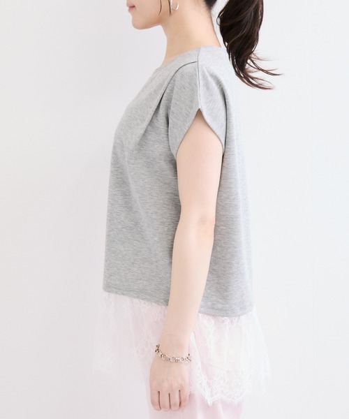 le cercle ADAM ET ROPE'(ルセルクルアダムエロペ)の「レースコンビカットソー(Tシャツ/カットソー・レディース・ホワイト/グレー/ブラック・FREE)」の15枚目の写真