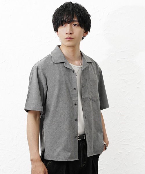 MinoriTY(マイノリティ)の「【MinoriTY】COOL&DRYオープンカラー半袖シャツ メンズ 春服 夏服 ユニセックス 接触冷感(シャツ/ブラウス・メンズ・チャコール/ブルー/グレー・L/M)」の2枚目の写真