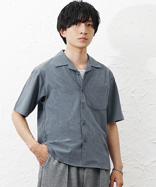 MinoriTY(マイノリティ)の「【MinoriTY】COOL&DRYオープンカラー半袖シャツ メンズ 春服 夏服 ユニセックス 接触冷感(シャツ/ブラウス・メンズ・チャコール/ブルー/グレー・L/M)」の3枚目の写真