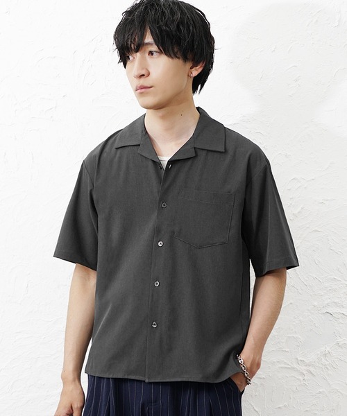 MinoriTY(マイノリティ)の「【MinoriTY】COOL&DRYオープンカラー半袖シャツ メンズ 春服 夏服 ユニセックス 接触冷感(シャツ/ブラウス・メンズ・チャコール/ブルー/グレー・L/M)」の5枚目の写真