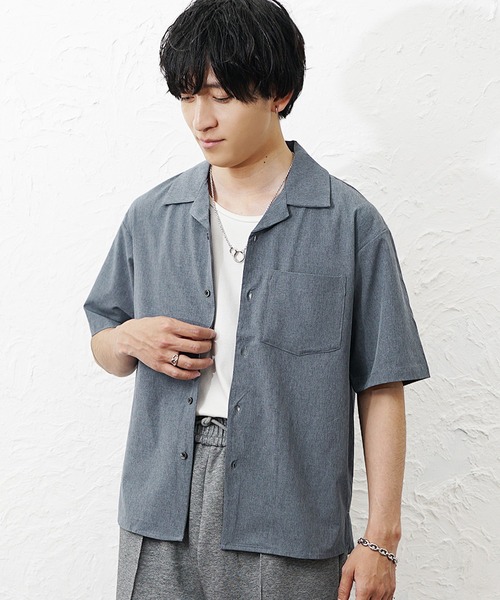 MinoriTY(マイノリティ)の「【MinoriTY】COOL&DRYオープンカラー半袖シャツ メンズ 春服 夏服 ユニセックス 接触冷感(シャツ/ブラウス・メンズ・チャコール/ブルー/グレー・L/M)」の8枚目の写真