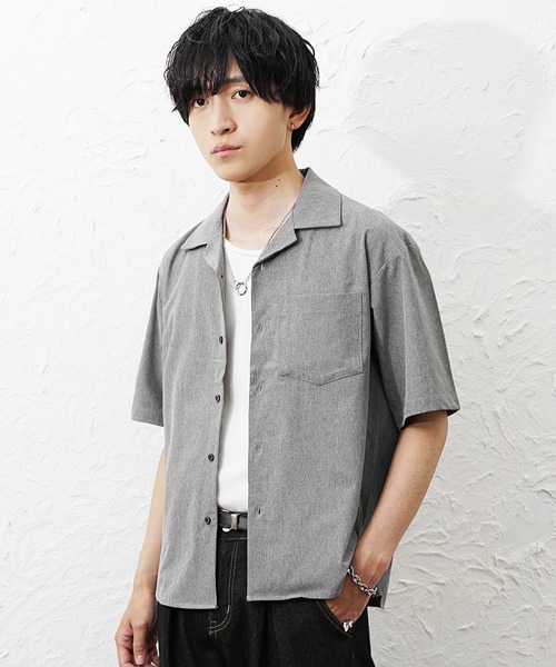 MinoriTY(マイノリティ)の「【MinoriTY】COOL&DRYオープンカラー半袖シャツ メンズ 春服 夏服 ユニセックス 接触冷感(シャツ/ブラウス・メンズ・チャコール/ブルー/グレー・L/M)」の13枚目の写真