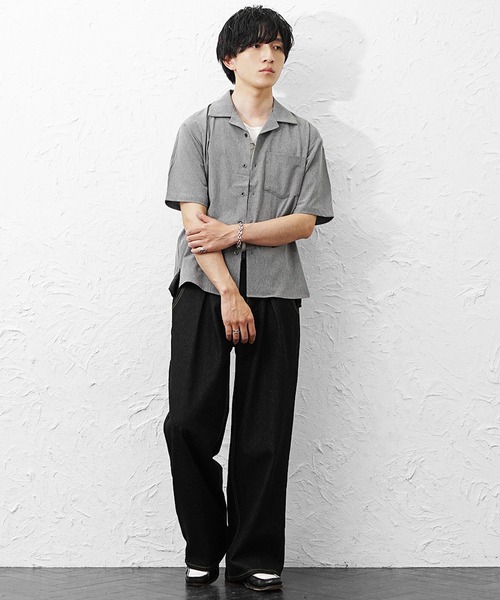 MinoriTY(マイノリティ)の「【MinoriTY】COOL&DRYオープンカラー半袖シャツ メンズ 春服 夏服 ユニセックス 接触冷感(シャツ/ブラウス・メンズ・チャコール/ブルー/グレー・L/M)」の14枚目の写真