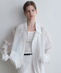 rainy summer button kara blouson (white)