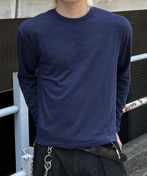Chikashitsu +】cropped slub long sleeve tee / 【チカシツプラス