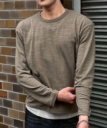 【Chikashitsu +】cropped slub long sleeve tee / 【チカシツプラス】クロップドスラブ長袖Tシャツ