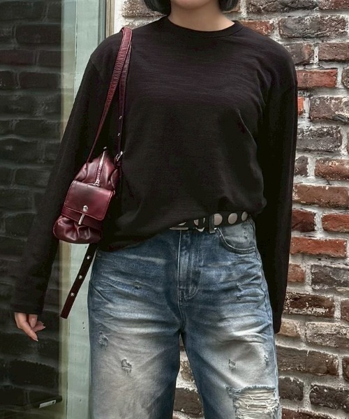 Chikashitsu +(チカシツプラス)の「【Chikashitsu +】cropped slub long sleeve tee / 【チカシツプラス】クロップドスラブ長袖Tシャツ(Tシャツ/カットソー・メンズ・ネイビー/カーキ/アイボリー/ブラック・ONE SIZE)」の11枚目の写真