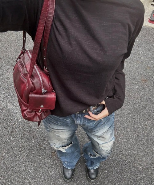 Chikashitsu +(チカシツプラス)の「【Chikashitsu +】cropped slub long sleeve tee / 【チカシツプラス】クロップドスラブ長袖Tシャツ(Tシャツ/カットソー・メンズ・ネイビー/カーキ/アイボリー/ブラック・ONE SIZE)」の9枚目の写真
