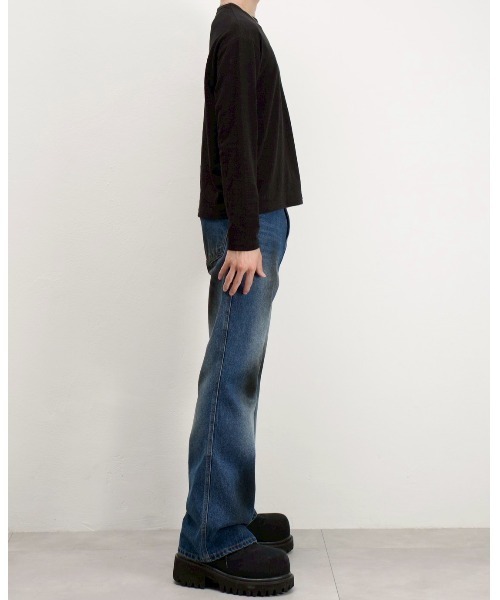 Chikashitsu +(チカシツプラス)の「【Chikashitsu +】cropped slub long sleeve tee / 【チカシツプラス】クロップドスラブ長袖Tシャツ(Tシャツ/カットソー・メンズ・ネイビー/カーキ/アイボリー/ブラック・ONE SIZE)」の22枚目の写真