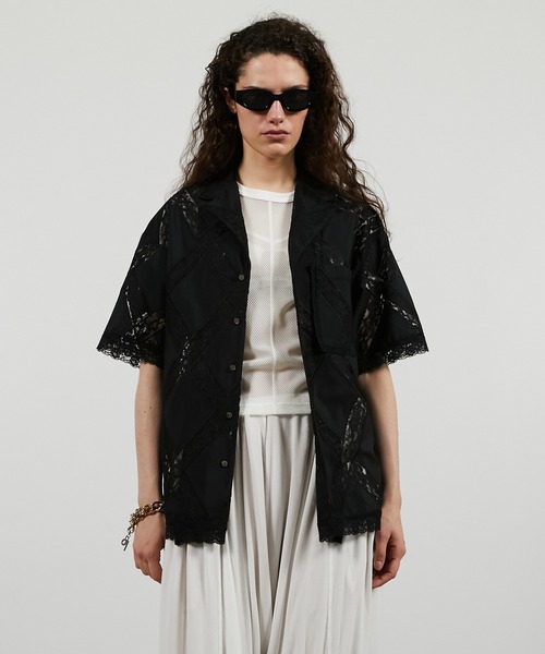 PRANK PROJECT(プランクプロジェクト)の「クロスレースオープンカラーシャツ / Cross-Lace Open-Neck Shirt(シャツ/ブラウス・レディース・ホワイト/ブラック・FREE)」の16枚目の写真