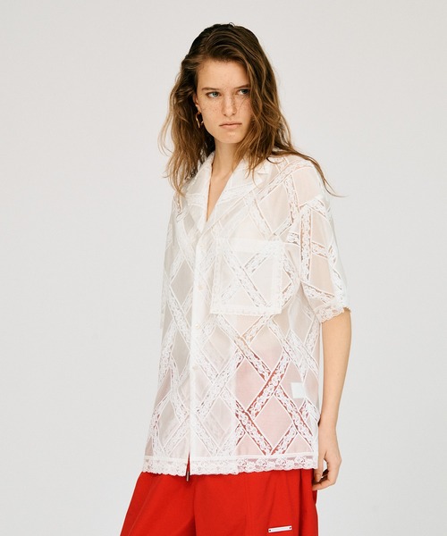PRANK PROJECT(プランクプロジェクト)の「クロスレースオープンカラーシャツ / Cross-Lace Open-Neck Shirt(シャツ/ブラウス・レディース・ホワイト/ブラック・FREE)」の10枚目の写真