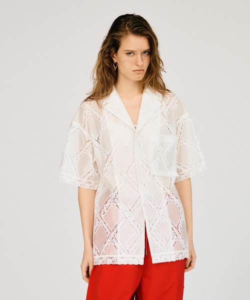 PRANK PROJECT(プランクプロジェクト)の「クロスレースオープンカラーシャツ / Cross-Lace Open-Neck Shirt(シャツ/ブラウス・レディース・ホワイト/ブラック・FREE)」の11枚目の写真