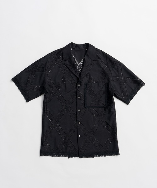 PRANK PROJECT(プランクプロジェクト)の「クロスレースオープンカラーシャツ / Cross-Lace Open-Neck Shirt(シャツ/ブラウス・レディース・ホワイト/ブラック・FREE)」の5枚目の写真