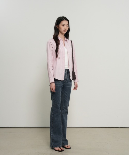 GENERAL IDEA(ジェネラルアイデア)の「【GENERAL IDEA】クラシックストライプリベットシャツ / CLASSIC STRIPED RIVET SHIRT(シャツ/ブラウス・レディース・ピンク/ブルー/グレー・L/M/S)」の4枚目の写真
